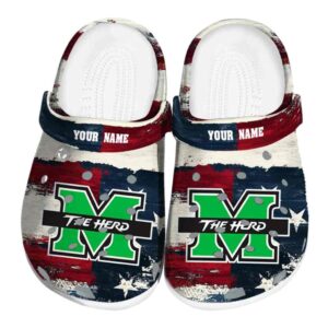 custom marshall thundering herd patriotic stripes clog best selling