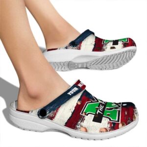 custom marshall thundering herd patriotic stripes clog fashion forward