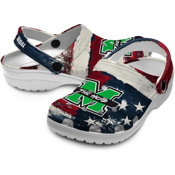 custom marshall thundering herd patriotic stripes clog high quality