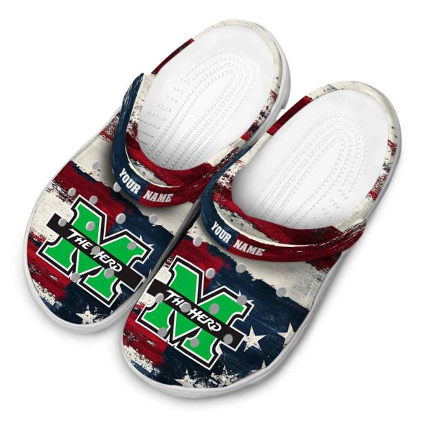 custom marshall thundering herd patriotic stripes clog latest model