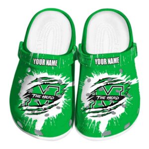 custom marshall thundering herd splash motif background clog best selling
