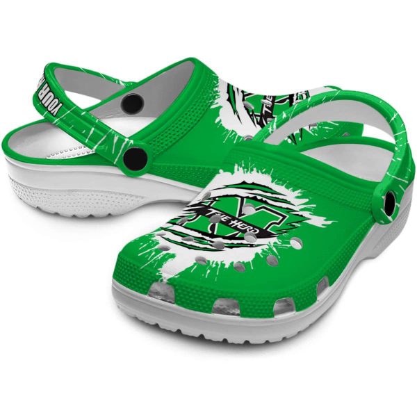 custom marshall thundering herd splash motif background clog high quality