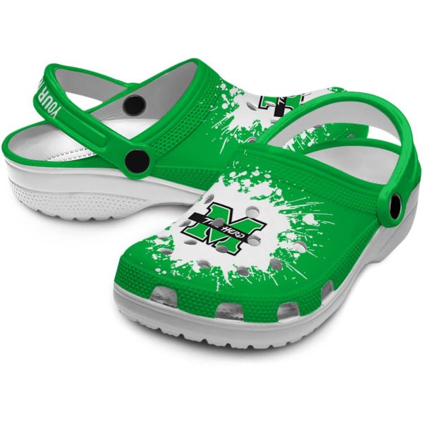 custom marshall thundering herd splatter background clog high quality
