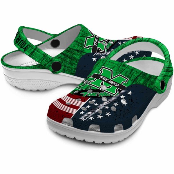 custom marshall thundering herd star spangled side pattern clog high quality