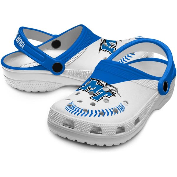 custom middle tennessee blue raiders baseball motif clog high quality