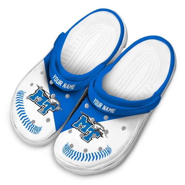 custom middle tennessee blue raiders baseball motif clog latest model