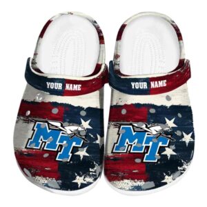 custom middle tennessee blue raiders patriotic stripes clog best selling