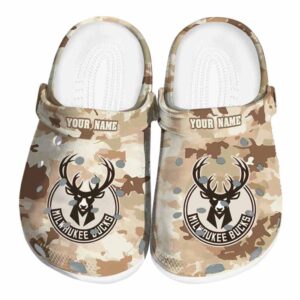 custom milwaukee bucks desert camo clog best selling