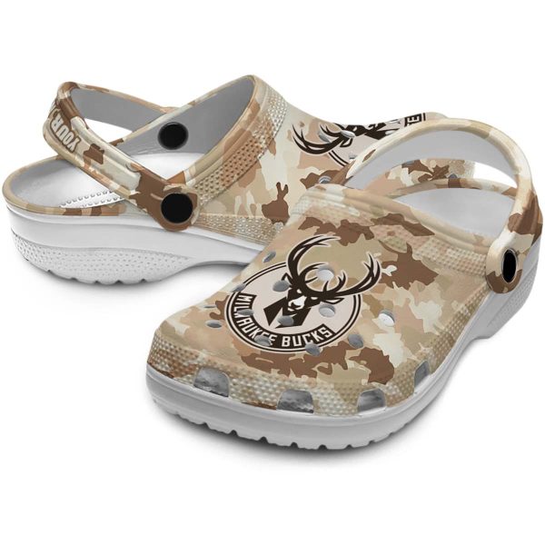 custom milwaukee bucks desert camo clog high quality