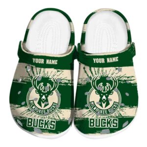 custom milwaukee bucks paint splatter graphics clog best selling