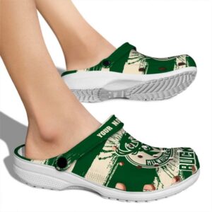custom milwaukee bucks paint splatter graphics clog fashion forward