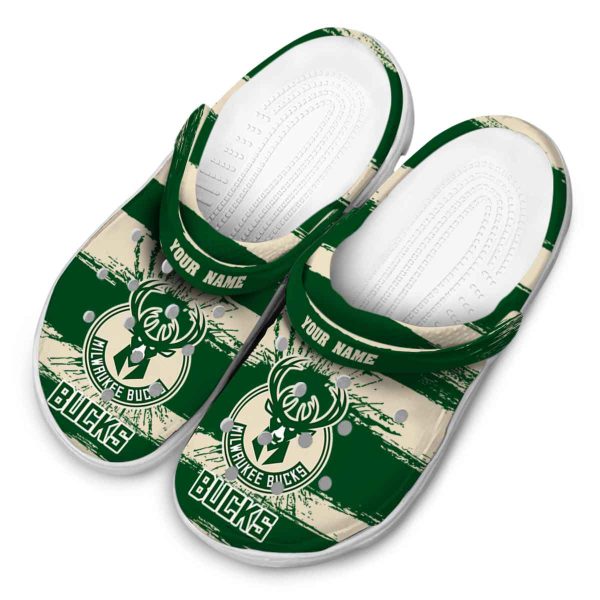 custom milwaukee bucks paint splatter graphics clog latest model