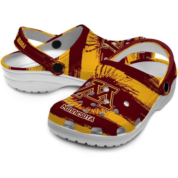 custom minnesota golden gophers paint splatter graphics clog high quality