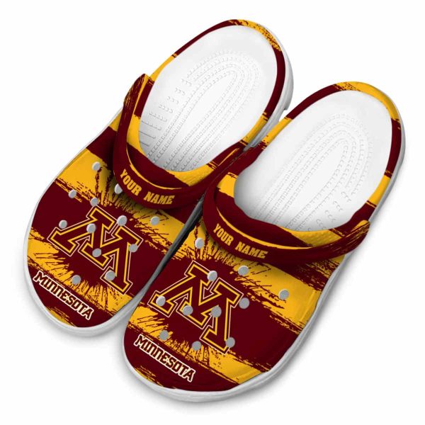 custom minnesota golden gophers paint splatter graphics clog latest model