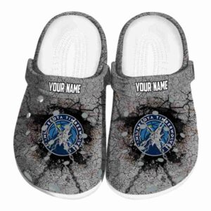 custom minnesota timberwolves cracked ground texture clog best selling