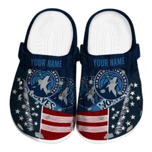 custom minnesota timberwolves star spangled side pattern clog best selling