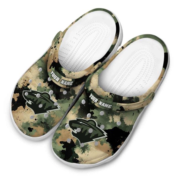 custom minnesota wild camouflage craze clog latest model