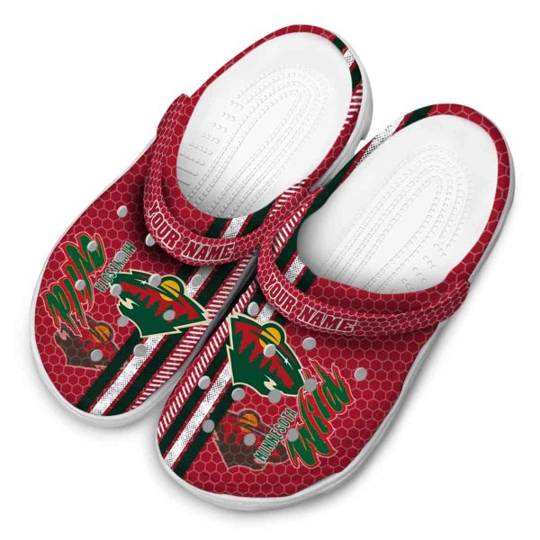 custom minnesota wild contrasting stripes clog latest model