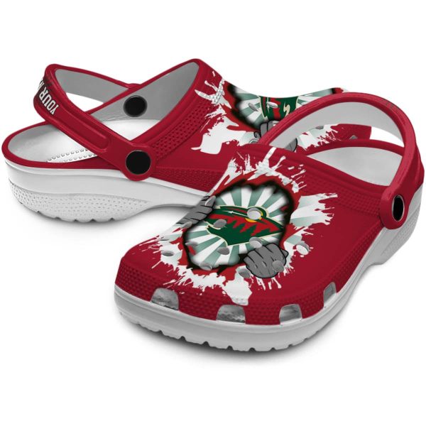 custom minnesota wild gripping hand clog high quality