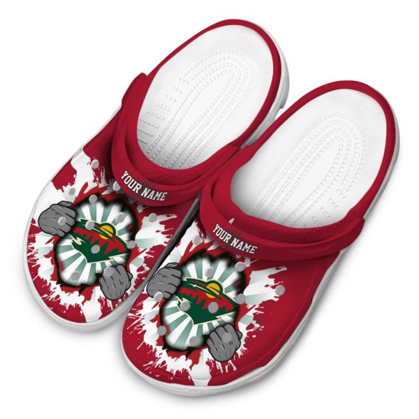 custom minnesota wild gripping hand clog latest model