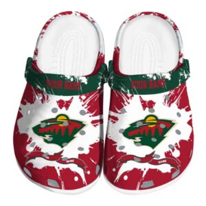 custom minnesota wild splatter pattern clog best selling