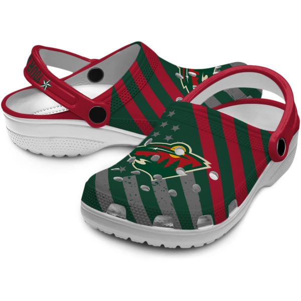 custom minnesota wild star spangled graphic clog high quality