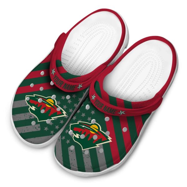 custom minnesota wild star spangled graphic clog latest model
