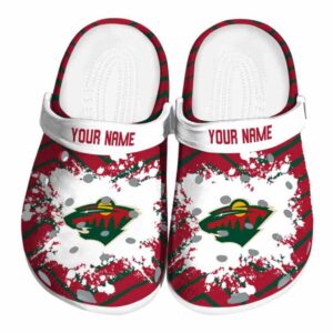 custom minnesota wild zigzag paint burst clog best selling
