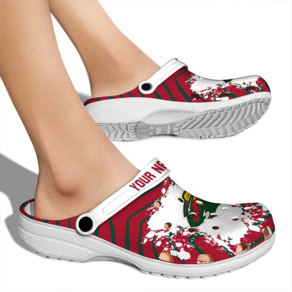 custom minnesota wild zigzag paint burst clog fashion forward