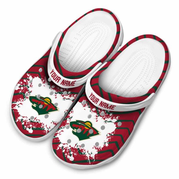 custom minnesota wild zigzag paint burst clog latest model