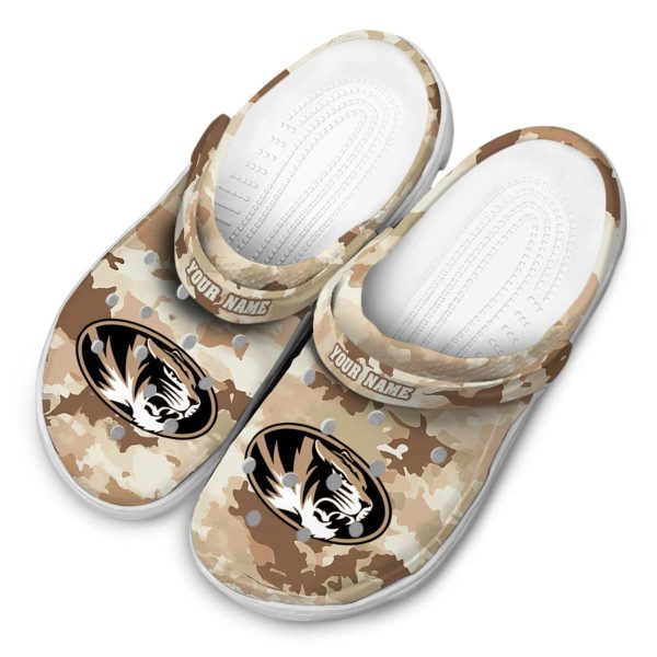 custom missouri tigers desert camo clog latest model
