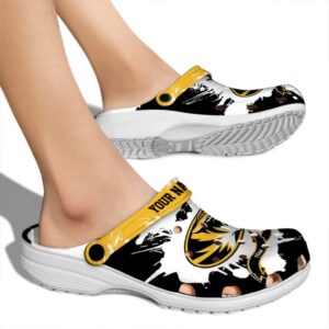 custom missouri tigers splatter pattern clog fashion forward