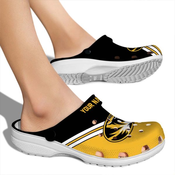 custom missouri tigers striped accents clog fashion forward