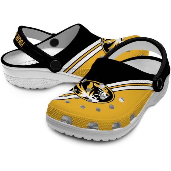 custom missouri tigers striped accents clog high quality