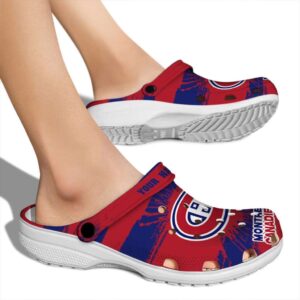 custom montreal canadiens paint splatter graphics clog fashion forward