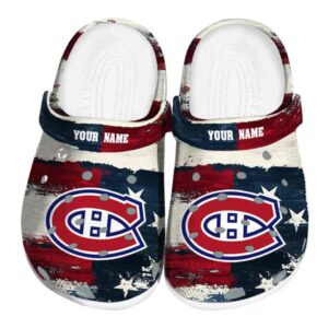 custom montreal canadiens patriotic stripes clog best selling