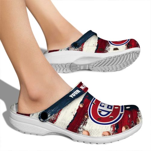 custom montreal canadiens patriotic stripes clog fashion forward