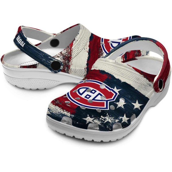 custom montreal canadiens patriotic stripes clog high quality