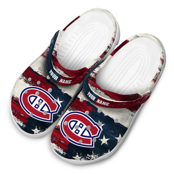 custom montreal canadiens patriotic stripes clog latest model