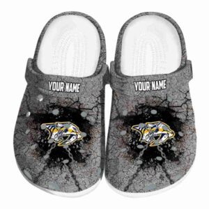 custom nashville predators cracked ground texture clog best selling