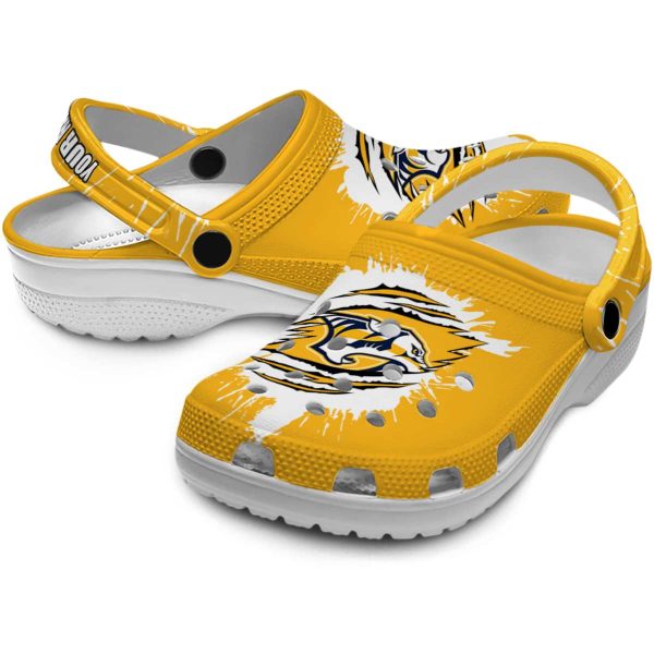 custom nashville predators splash motif background clog high quality