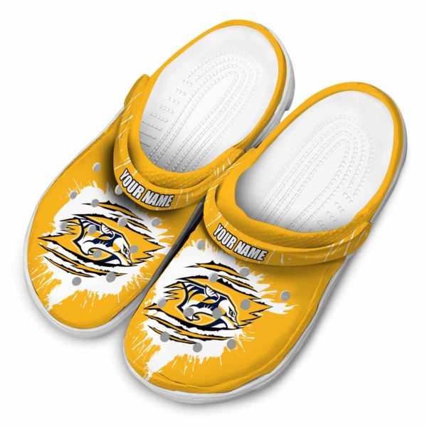 custom nashville predators splash motif background clog latest model