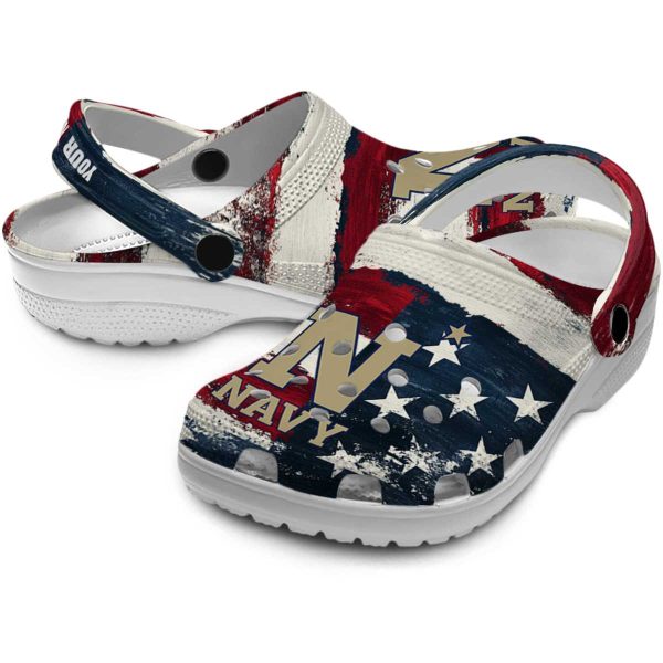 custom navy midshipmen patriotic stripes clog high quality