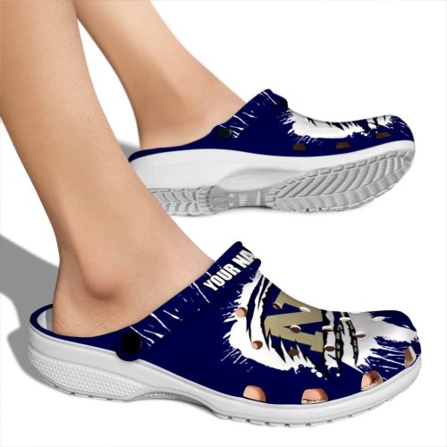 custom navy midshipmen splash motif background clog fashion forward
