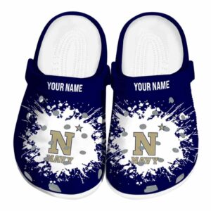 custom navy midshipmen splatter background clog best selling