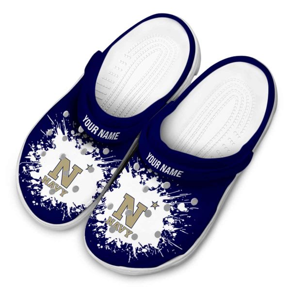 custom navy midshipmen splatter background clog latest model