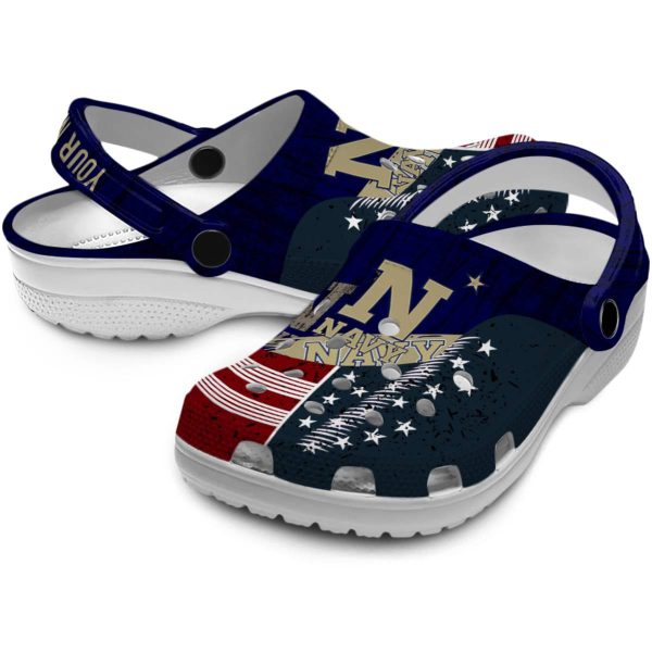 custom navy midshipmen star spangled side pattern clog high quality