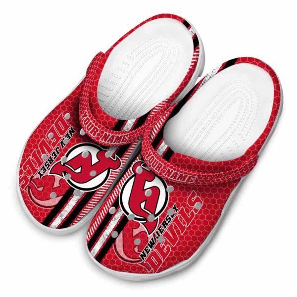 custom new jersey devils contrasting stripes clog latest model