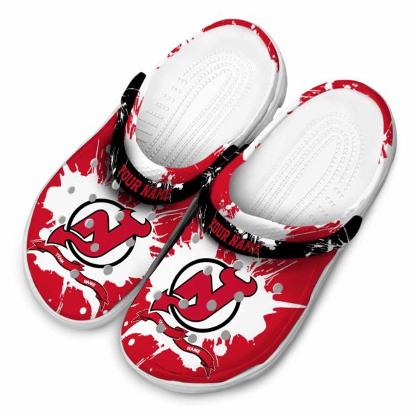 custom new jersey devils splatter pattern clog latest model