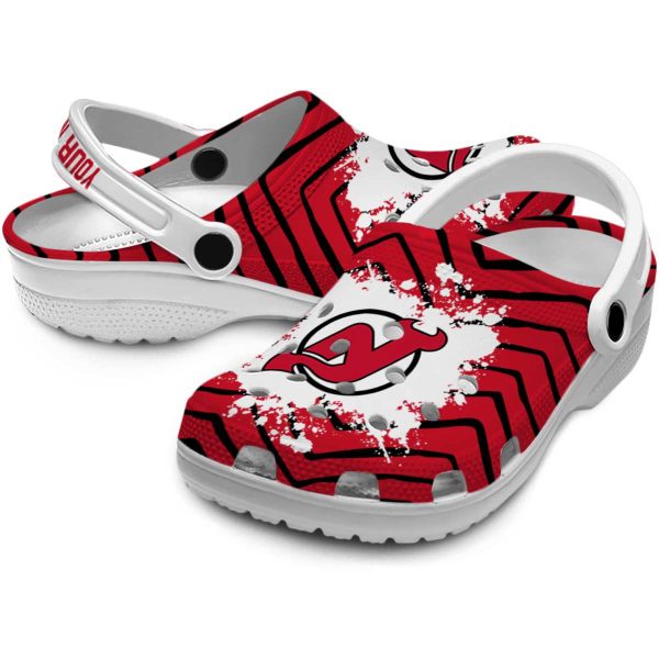 custom new jersey devils zigzag paint burst clog high quality